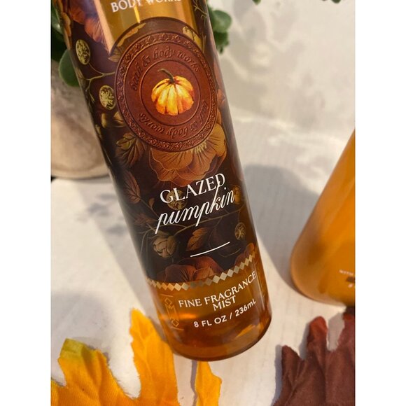 Bath & Body Works "Glazed Pumpkin" New Full Size 2 Pc Body Care Set - Picture 2 of 7